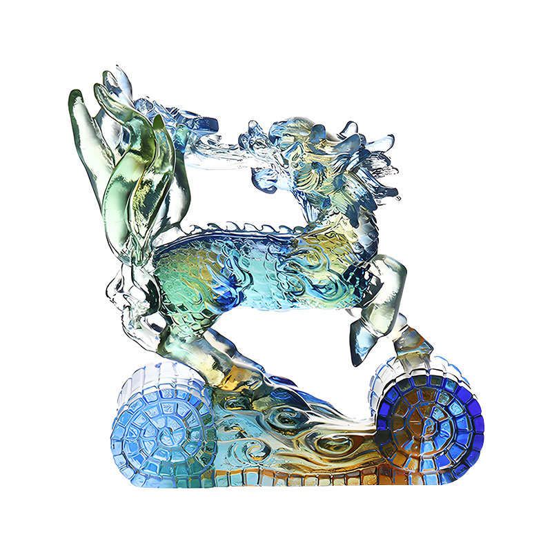 Bilgelik Kirin Mavi Amber Yeşil Renkli Cam Kristal Süs