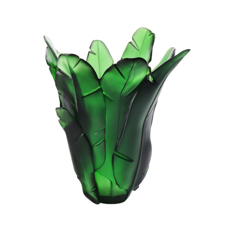 Ev Dekorasyonu Yeşil Muz Yaprağı Cam Vazo