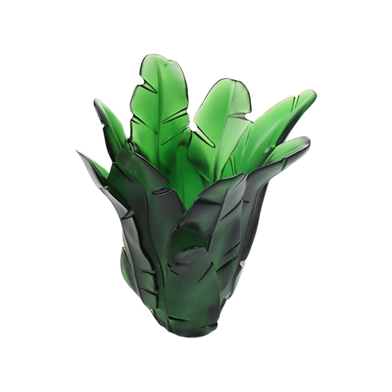 Ev Dekorasyonu Yeşil Muz Yaprağı Cam Vazo