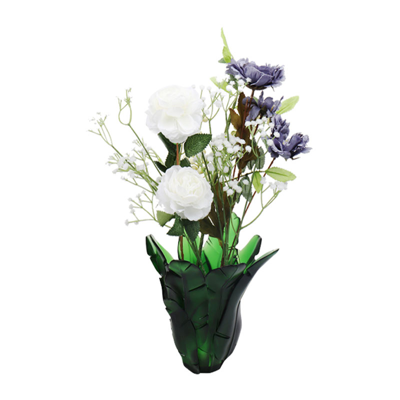 Ev Dekorasyonu Yeşil Muz Yaprağı Cam Vazo