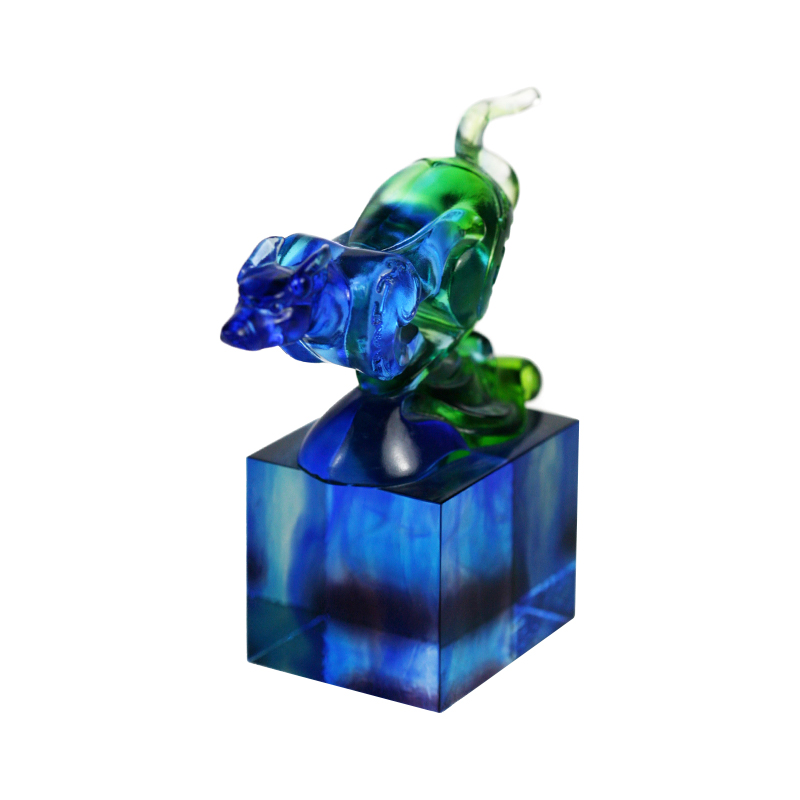 Mavi-yeşil klasik cam mühür süsü