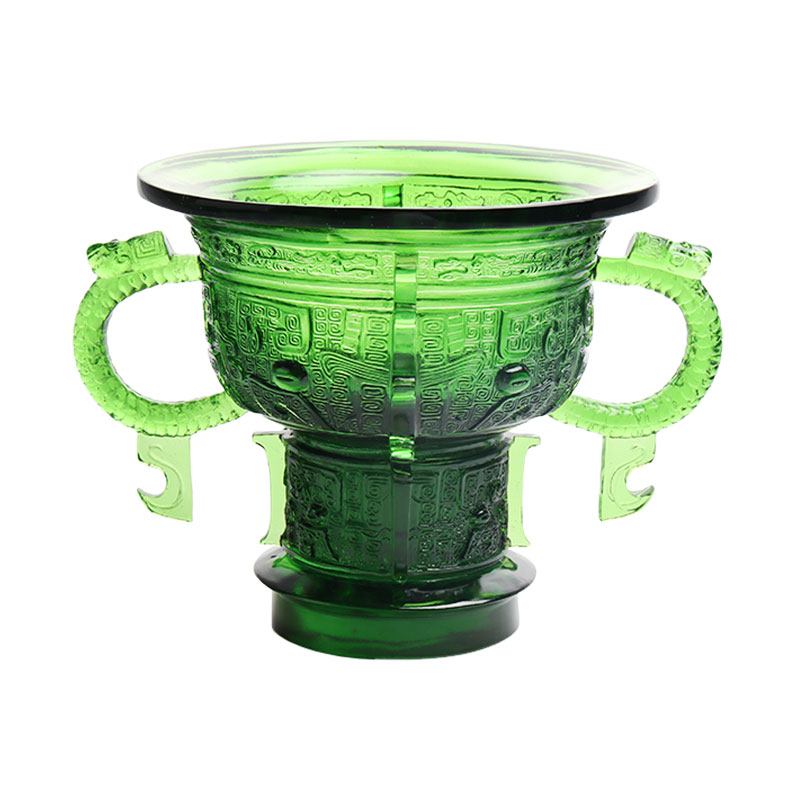 Ejderha kulaklı, saplı ve diken desenli Çin Tripod'u