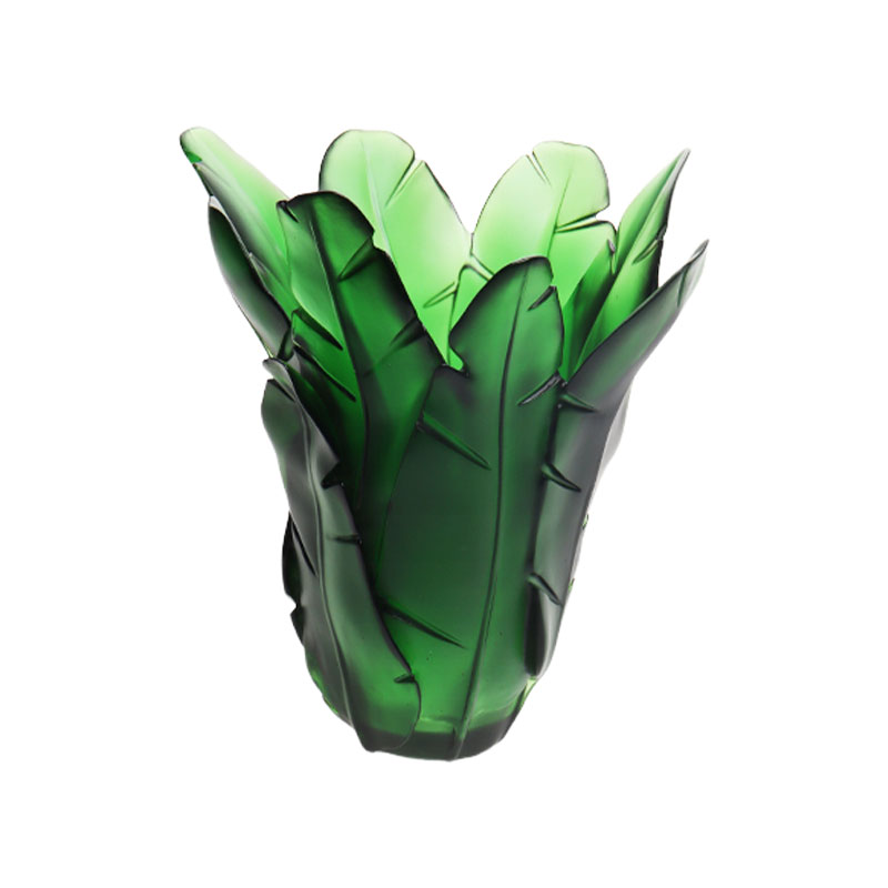 Ev Dekorasyonu Yeşil Muz Yaprağı Cam Vazo