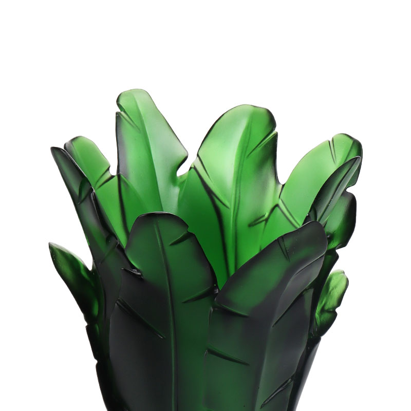 Ev Dekorasyonu Yeşil Muz Yaprağı Cam Vazo