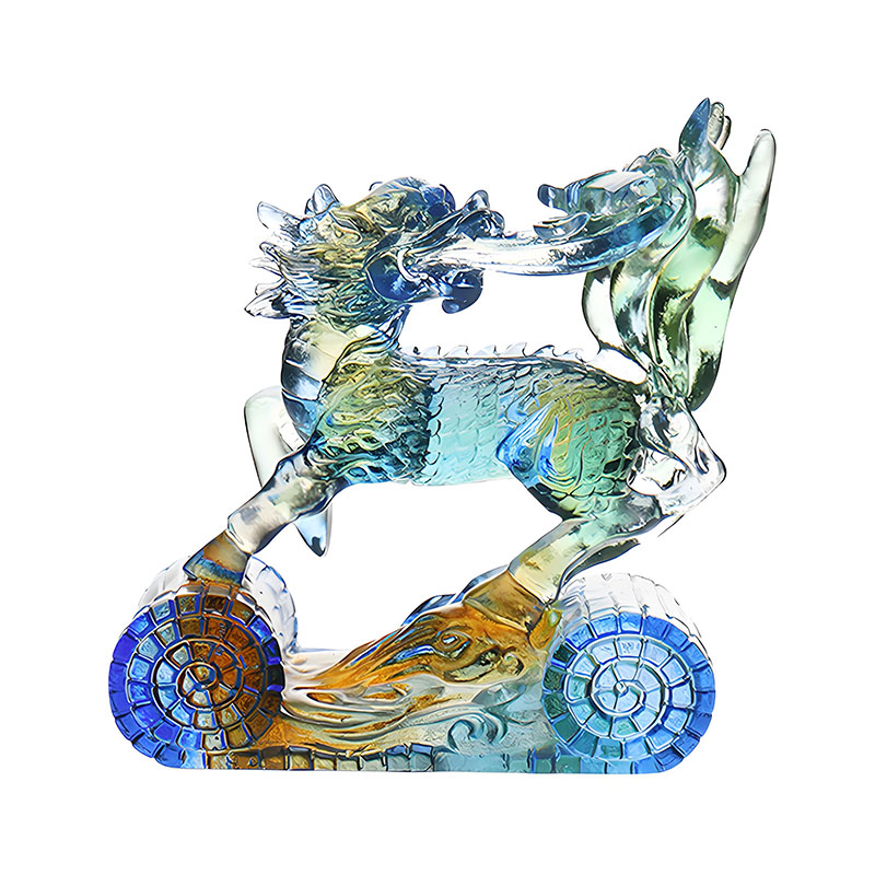 Bilgelik Kirin Mavi Amber Yeşil Renkli Cam Kristal Süs