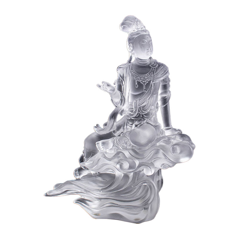 Avalokiteśvara Bodhisattva Şeffaf Cam Heykel