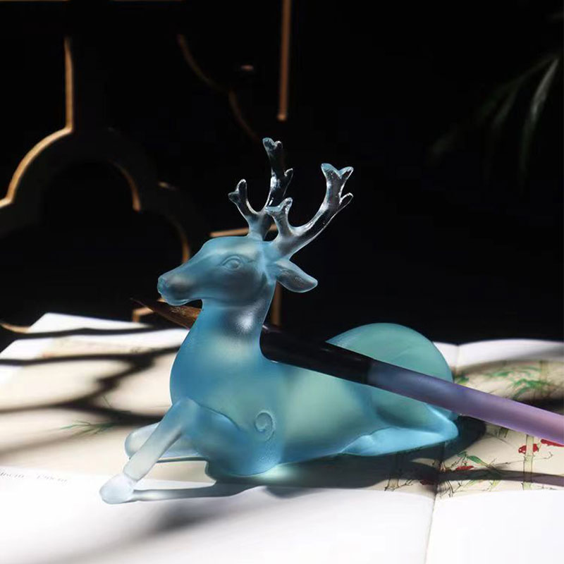 Mavi cam geyik şeklinde fırça tutucusu