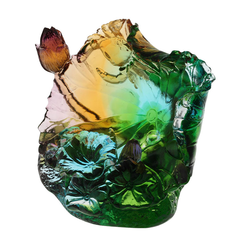 Lotus yaprağı cam heykel süsleri