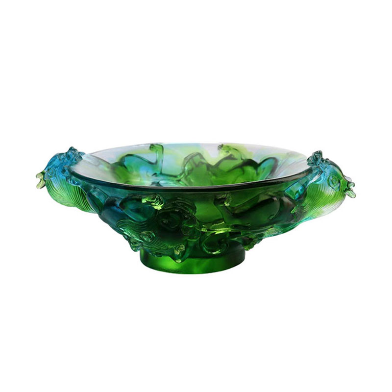 Şeffaf yeşil cam meyve tabağı