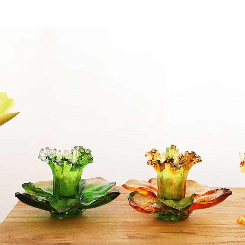 Cam Yaprak Şeklinde Mumluk