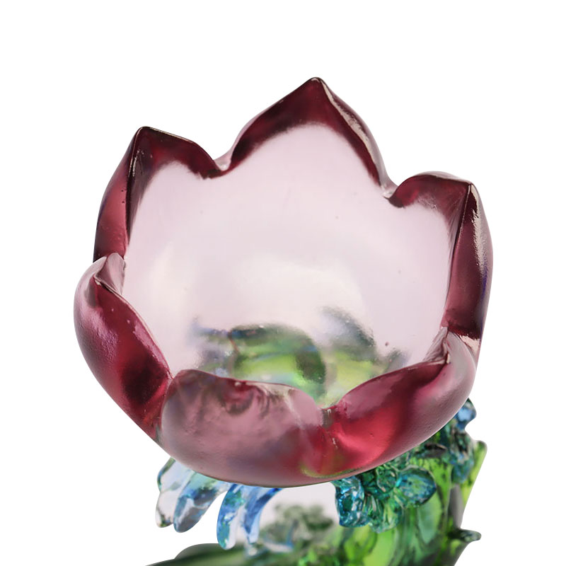 Kristal Cam Lotus şekilli şamdan