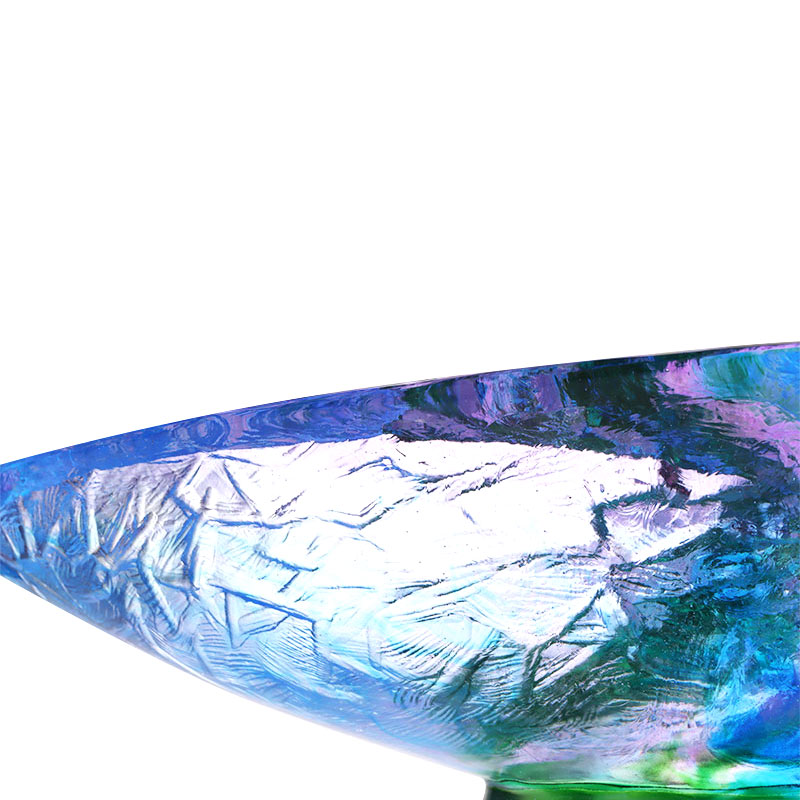 Kuş süslemeli kristal cam meyve kasesi