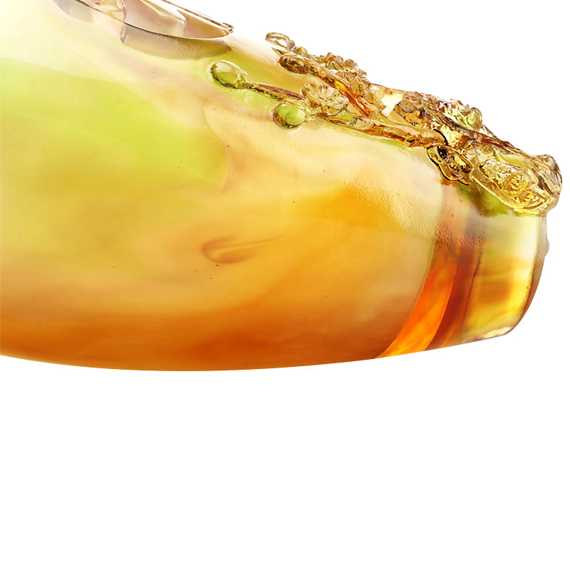 Ev Dekorasyonu Erik Çiçeği Oymalı Tasarım Amber Cam Vazo