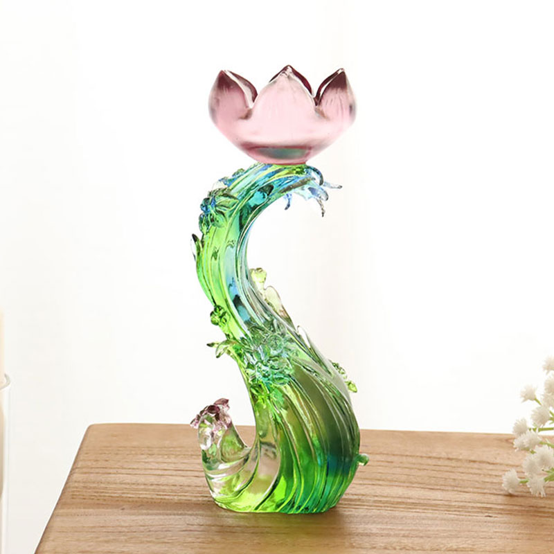 Kristal Cam Lotus şekilli şamdan