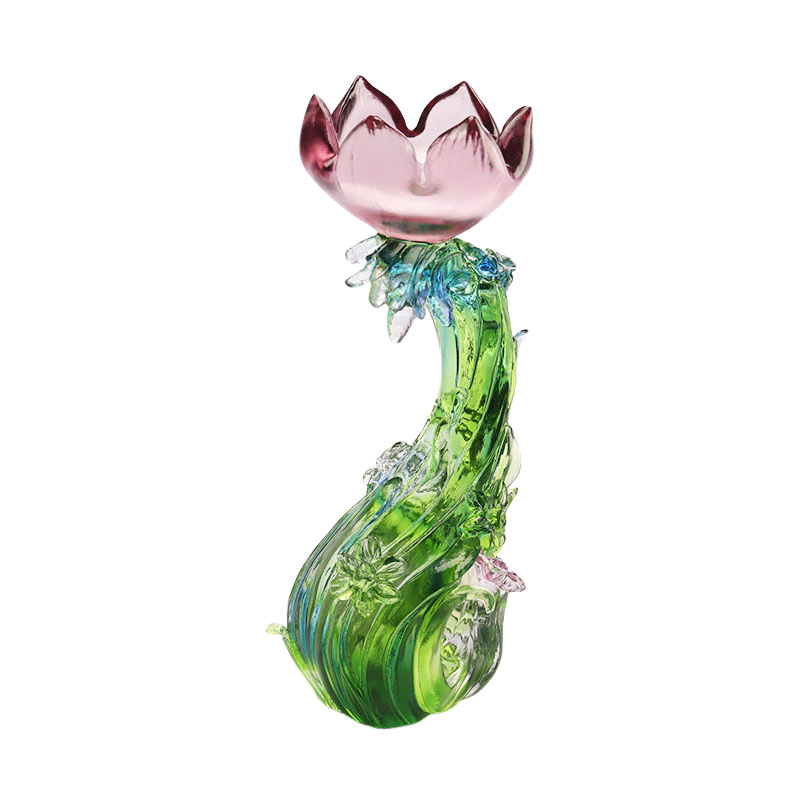 Kristal Cam Lotus şekilli şamdan