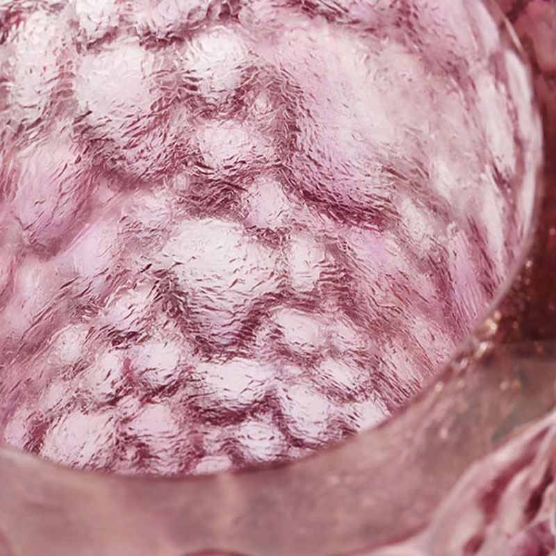 Çakıl dokusu mor pembe cam vazo