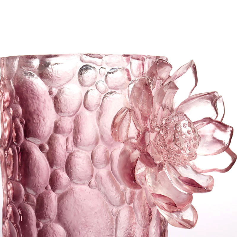 Çakıl dokusu mor pembe cam vazo