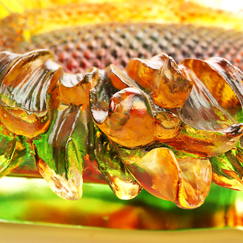 Ayçiçeği Şekli Renkli Sır Cam Meyve Tepsisi