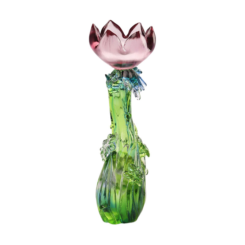 Kristal Cam Lotus şekilli şamdan