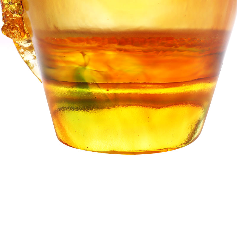 Ev Dekorasyonu Erik Çiçeği Oymalı Tasarım Amber Cam Vazo