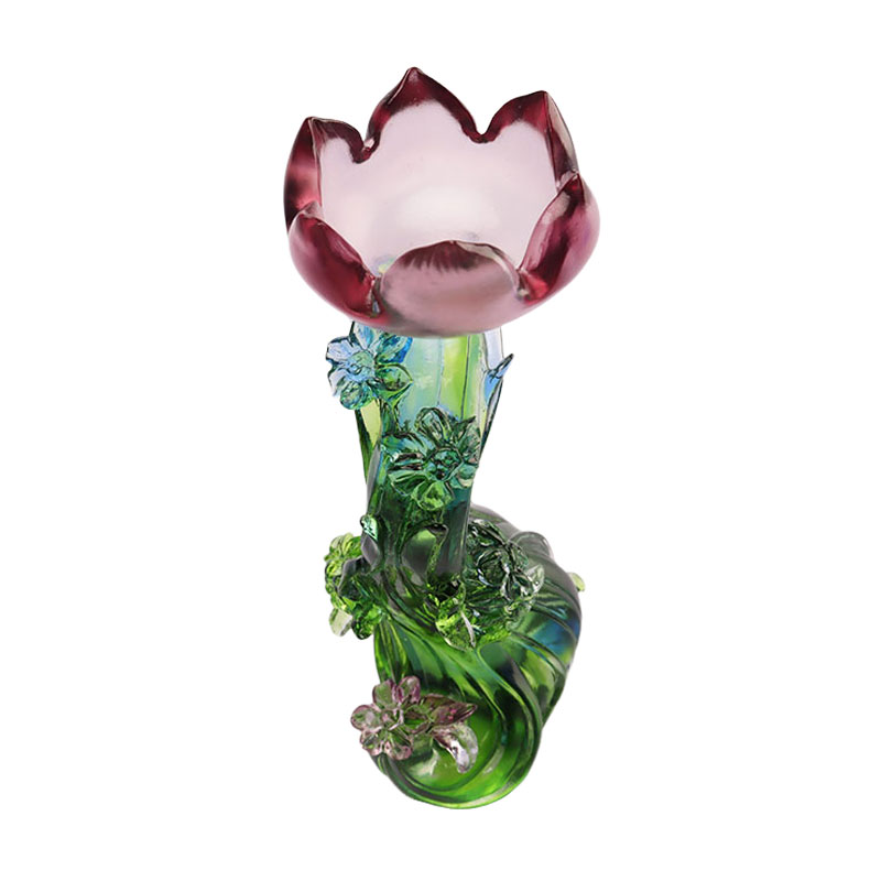 Kristal Cam Lotus şekilli şamdan