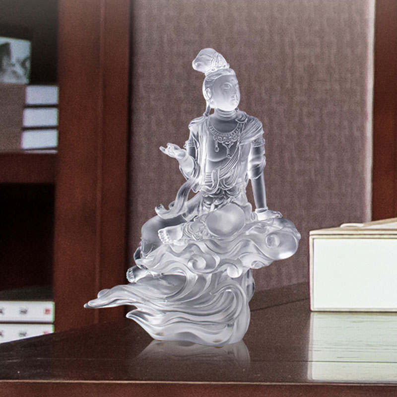Avalokiteśvara Bodhisattva Şeffaf Cam Heykel