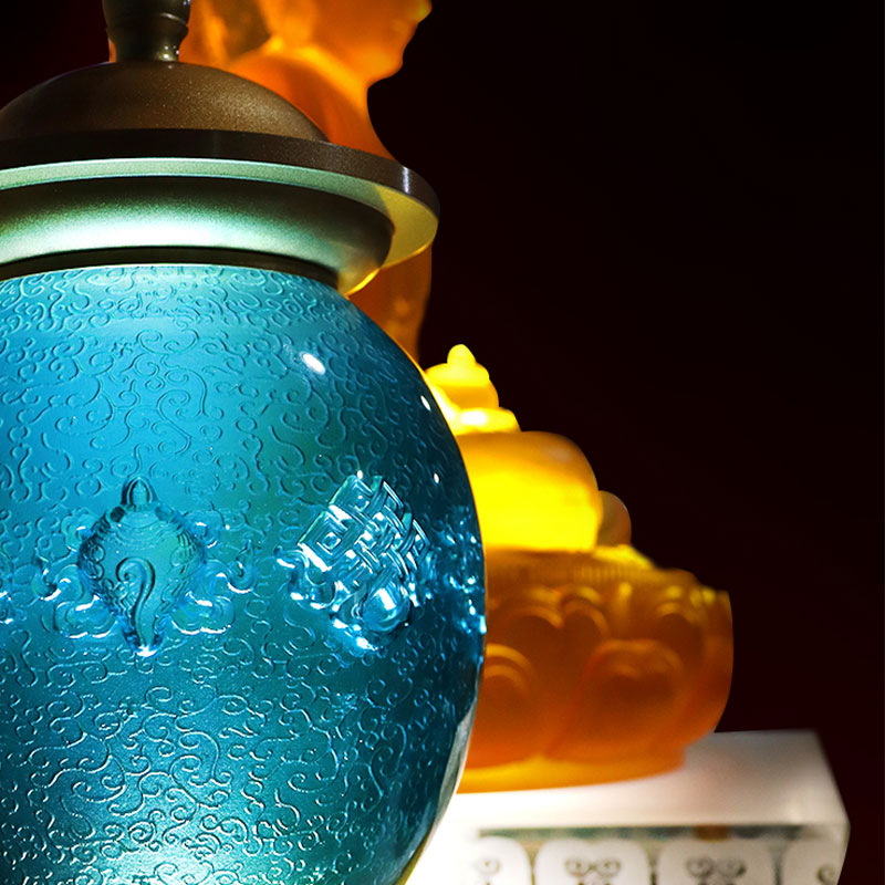 Kraliyet Mavisi Sekiz Uğurlu Semboller Budist Sunağı Kristal Cam Teklifleri