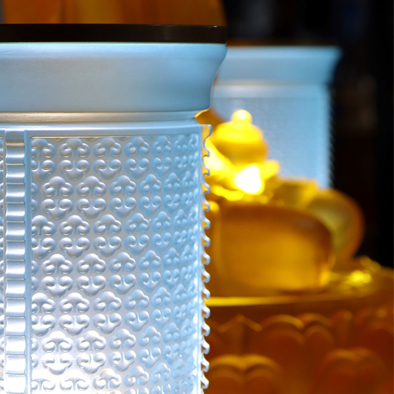 Açık mavi Ruyi serisi Cam Budist sunak teklifleri Seti