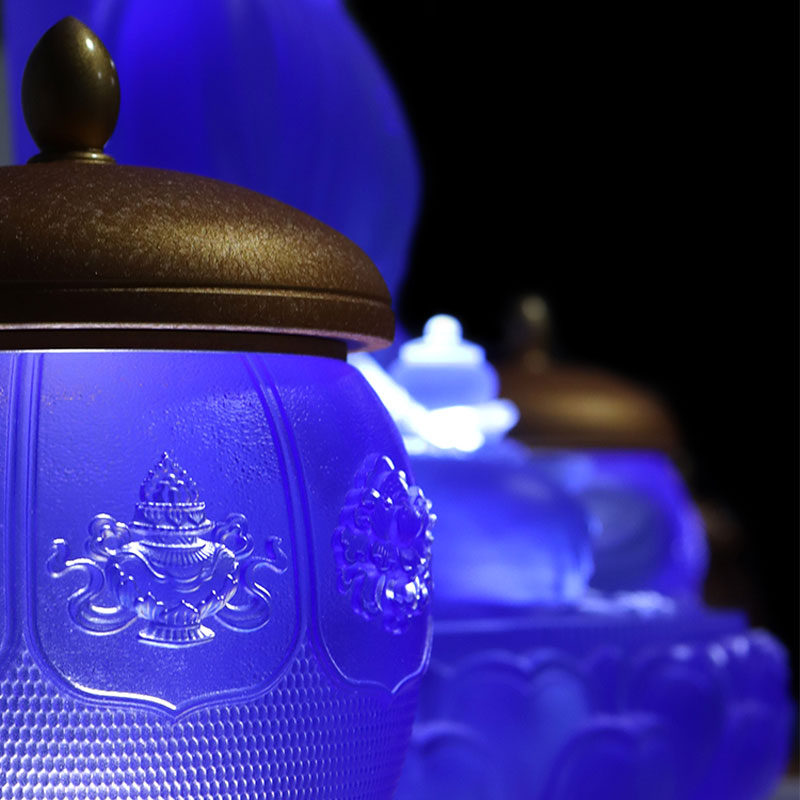 Sekiz Hazine Lotus serisi Budist Sunağı Kristal Cam Teklif Seti