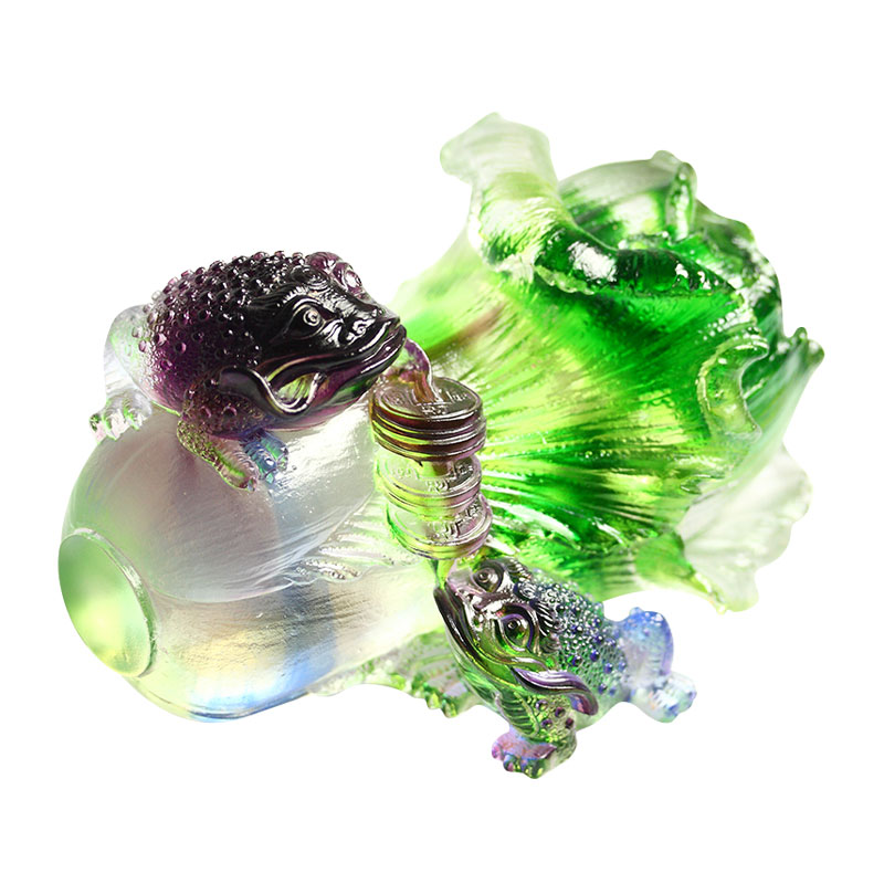 Kristal Cam Altın Kurbağa Heykel Süsleri