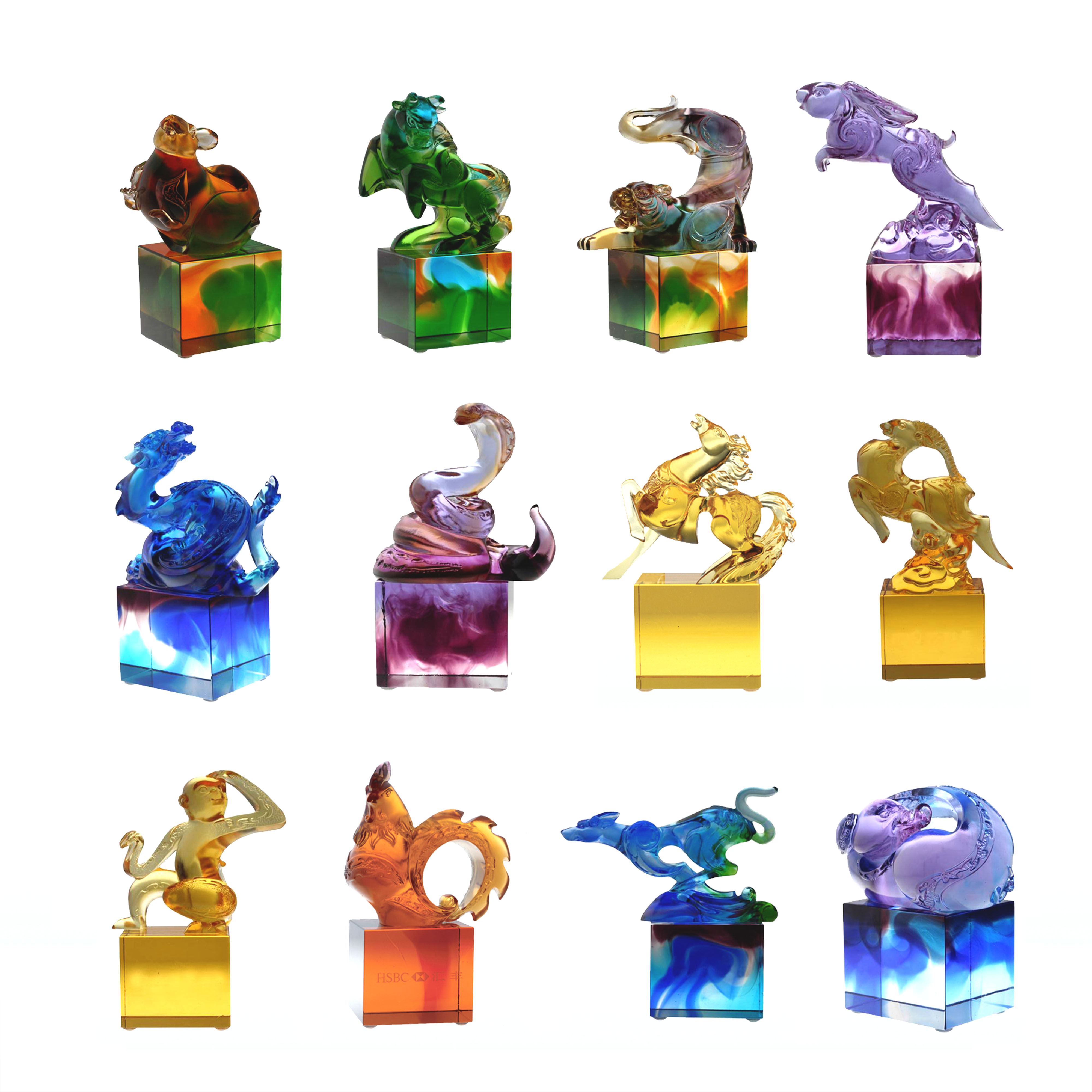 Mavi-yeşil klasik cam mühür süsü